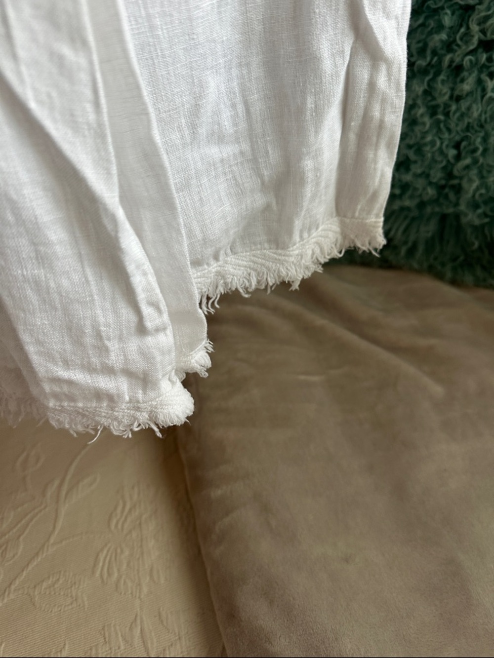 Women’s White Linen Elastic Waist Flowy Pants - Picture 4 of 7
